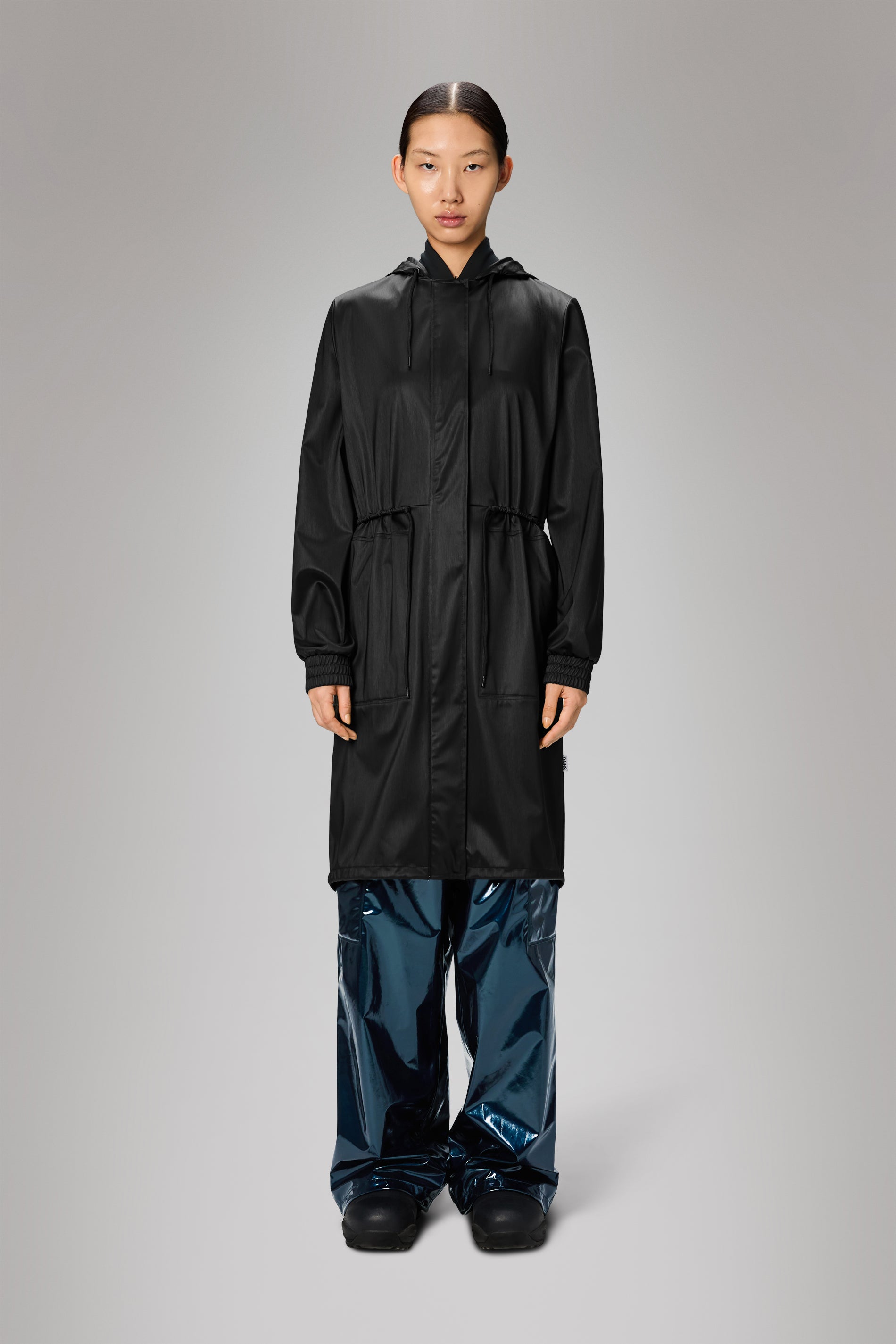 RAINS String W Parka Black Grain Jacket